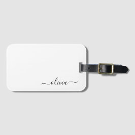 Etiqueta De Bagagem Black Girly Script Monograma Nome Moderno