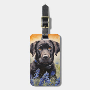 Etiqueta De Bagagem Black Labrador em Bluebonnets