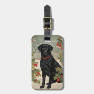 Etiqueta De Bagagem Black Labrador no inverno