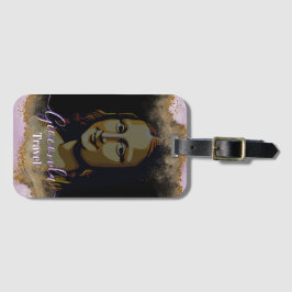 Etiqueta De Bagagem Black Pink Glitter Leonardo Da Vinci Gioconda