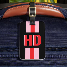 Etiqueta De Bagagem Black & Red striped Shadow Monogram retro vintage