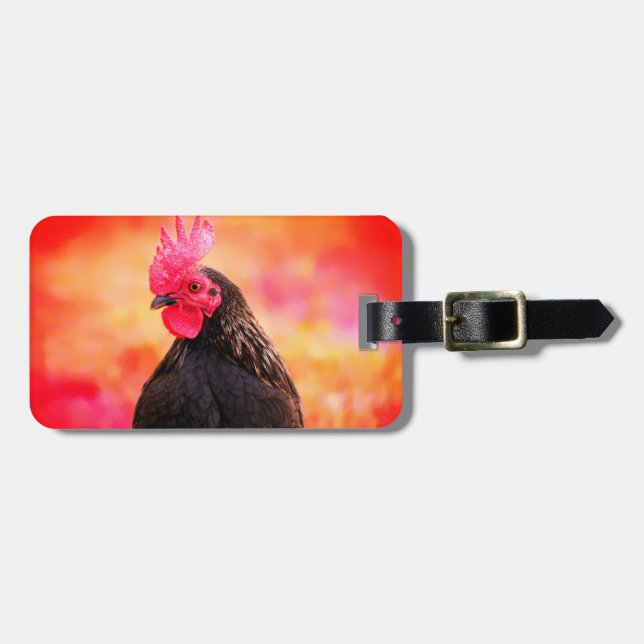 Etiqueta De Bagagem Black Rooster - Personalizável (Frente Horizontal)