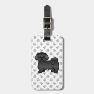 Etiqueta De Bagagem Black Shih Tzu - Cão de desenho animado e texto p