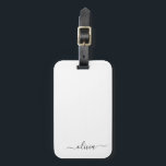 Etiqueta De Bagagem Black White Girly Script Monograma Nome Moderno<br><div class="desc">Silver e Branco Monograma Adicione o Seu Nome Assinatura Script Almofada. A etiqueta da mala faz o presente perfeito para alguém que ama um estilo elegante e moderno para o aniversário de 16 anos,  casamento,  chá de noiva,  chá de bebê ou festa de despedida de solteira.</div>