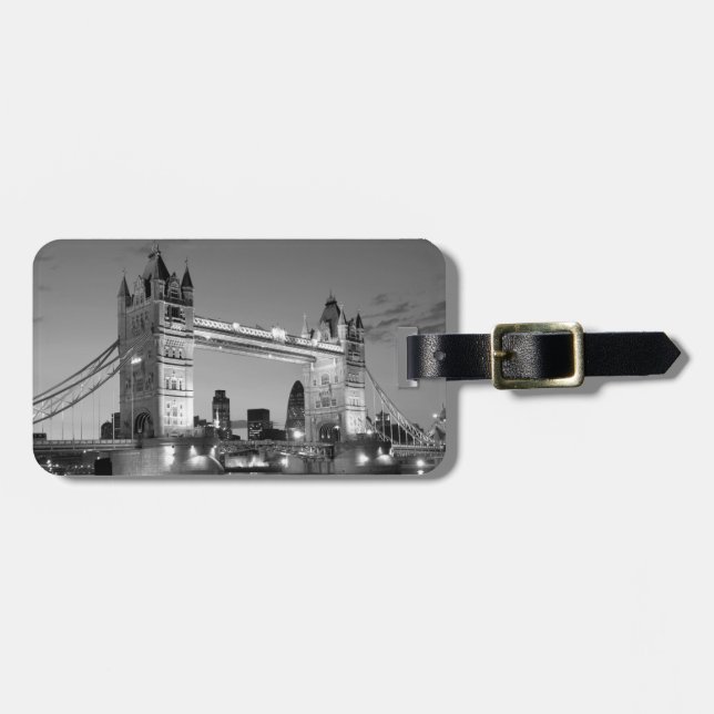 Etiqueta De Bagagem Black White Tower Bridge (Frente Horizontal)