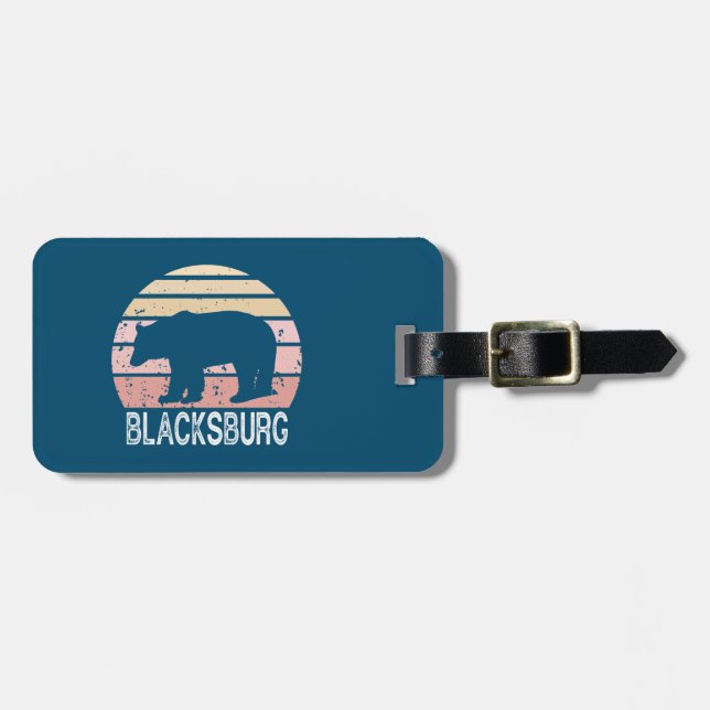 Etiqueta De Bagagem Blacksburg Virginia Retro Bear (Frente Horizontal)