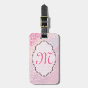 Etiqueta De Bagagem Bling Glitter Girly Pink Monograma Bagagem