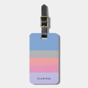 Etiqueta De Bagagem bloco de cor azul roxo cinza de coral rosa pastel