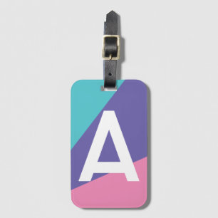 Etiqueta De Bagagem Bloco de Cores Retro Personalizado com Monograma
