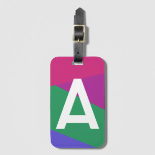 Etiqueta De Bagagem Bloco de Cores Retro Personalizado com Monograma