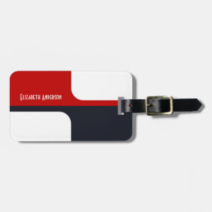 Etiqueta De Bagagem Blocos gráficos brancos na moda do vermelho e da