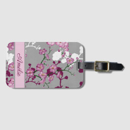 Etiqueta De Bagagem Blossomas de Cereja Branca Personalizada