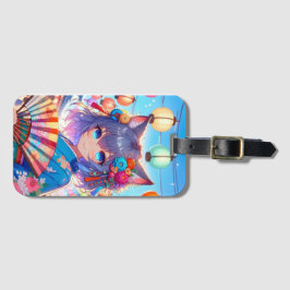 Etiqueta De Bagagem Blossomas e Lanternas: Festival da Garota Anime