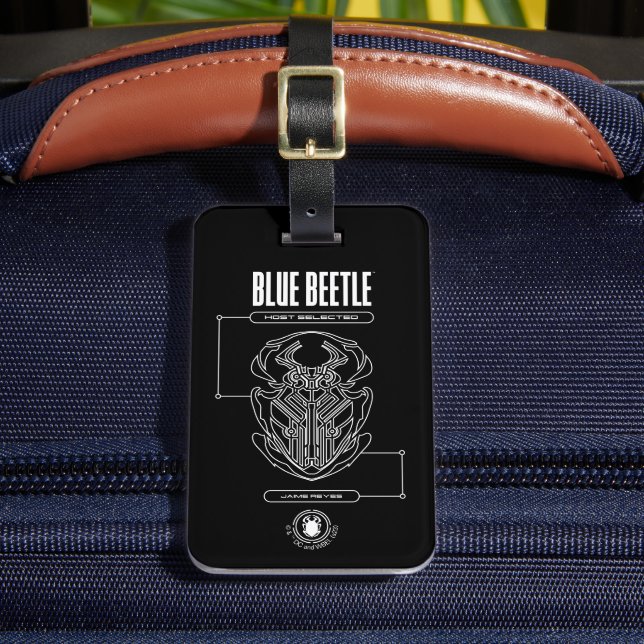 Etiqueta De Bagagem Blue Beetle Scarab Tech Graphic (Frente Insitu 2)