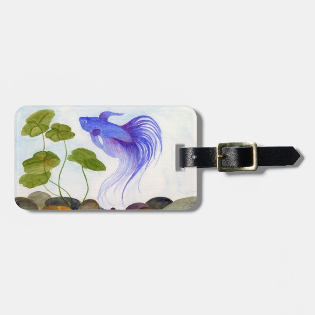 Etiqueta De Bagagem Blue Betta Fish (Frente Horizontal)