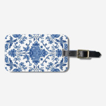 Blue Floral Chinoiserie White Watercolor