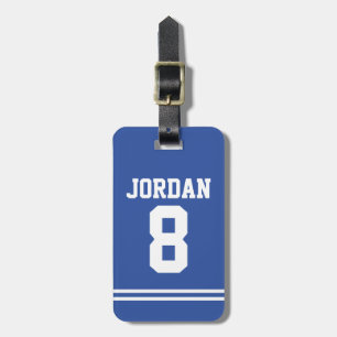 Etiqueta De Bagagem Blue Football Jersey com número