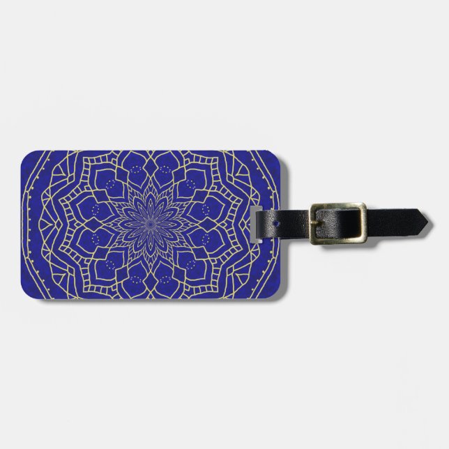 Etiqueta De Bagagem Blue Mandala (Frente Horizontal)