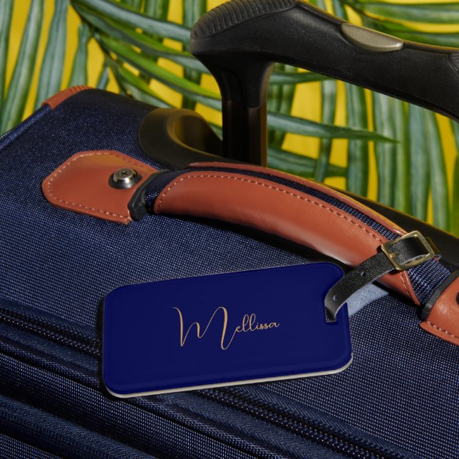Etiqueta De Bagagem Blue minimalist custom name  (Frente Insitu 3)