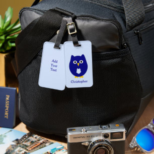 Etiqueta De Bagagem Blue Owl Design Personalizado