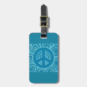 Etiqueta De Bagagem Blue Peace Sign Design