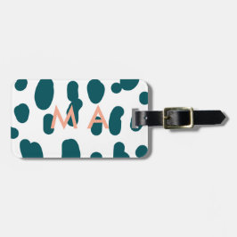Etiqueta De Bagagem Blue polkadot orange pastel monogram man letter pa