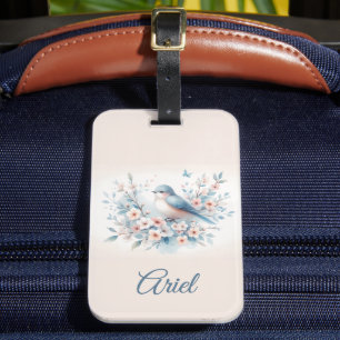 Etiqueta De Bagagem Bluebird Blossom Aquarela Serenidade