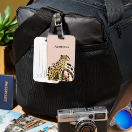 Etiqueta De Bagagem Blush Dourado Leopardo