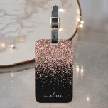 Etiqueta De Bagagem Blush Rosa Dourado Rosa Preto Glitter Monograma<br><div class="desc">Blush Rosa Dourado - Rosa e Preto Brilho Glitter Monograma Nome Etiqueta para Mala. Isto faz o presente perfeito para aniversário de 16 anos,  casamento,  chá de noiva,  chá de bebê ou despedida de solteira para alguém que decora seu quarto com estilo.</div>