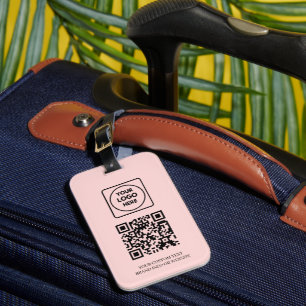 Etiqueta De Bagagem Blush Rosa QR ID de Logotipo de Negócios Profiss