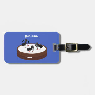 Etiqueta De Bagagem Boas formigas patinando em desenho de biscoito