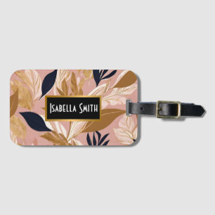 Etiqueta De Bagagem Boho Dourado Cor-de-Rosa Esbranquiçada Deixa a Col