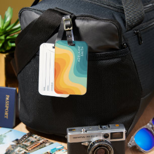 Etiqueta De Bagagem Boho Retro Clássico Onda de Cor Minimalista