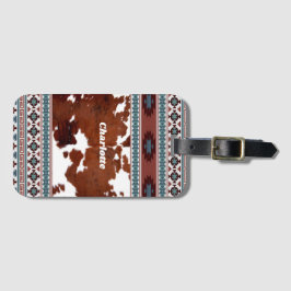 Etiqueta De Bagagem Boho Rustic Western Cowgirl Cowhide