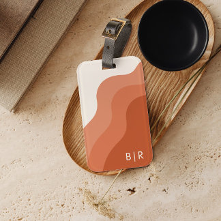 Etiqueta De Bagagem Boho Terracotta Monograma Iniciais Bagagem