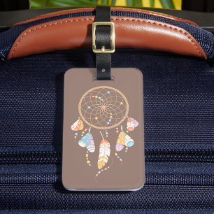 Etiqueta De Bagagem Boho tribal Dreamcatcher em Brown