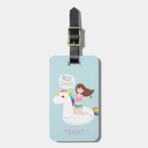 Etiqueta De Bagagem Bóia de Piscina Unicórnio Arco-íris Personalizada