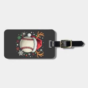 Etiqueta De Bagagem Bola de Baseball com Cavalos de Reindeer e Natal