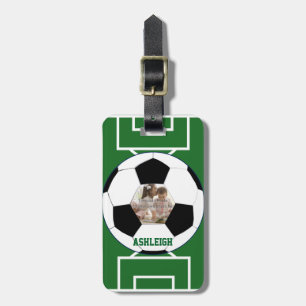 Etiqueta De Bagagem Bola de futebol e modelo personalizados da foto do
