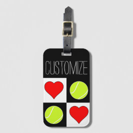 Etiqueta De Bagagem Bola de Tênis e padrão cardíaco em tênis