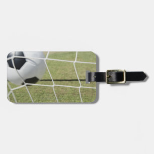Etiqueta De Bagagem Bola e objetivo de futebol