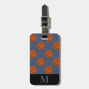 Etiqueta De Bagagem Bolas castanhas de basquete, Jeans azuis