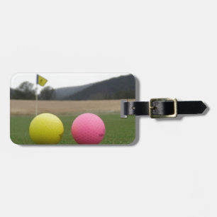 Etiqueta De Bagagem bolas de golfe amarelas e cor-de-rosa,