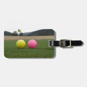 Etiqueta De Bagagem bolas de golfe amarelas e cor-de-rosa,