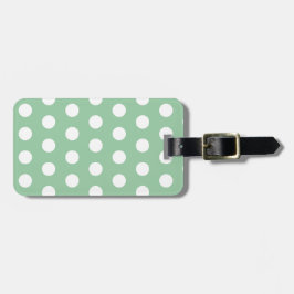 Etiqueta De Bagagem Bold White Polka Dots on Sage Green 
