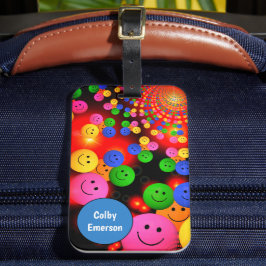 Etiqueta De Bagagem Bolhas de Sorrisos Felizes e Brilhantes Personaliz