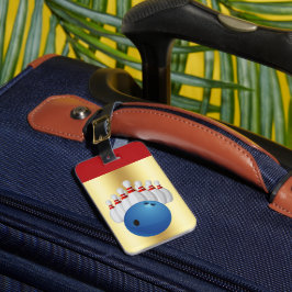Etiqueta De Bagagem Boliche -- Bola e pinos personalizam nome/endereço