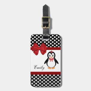 Etiqueta De Bagagem Bolinhas de pinguim bonitas e elegantes