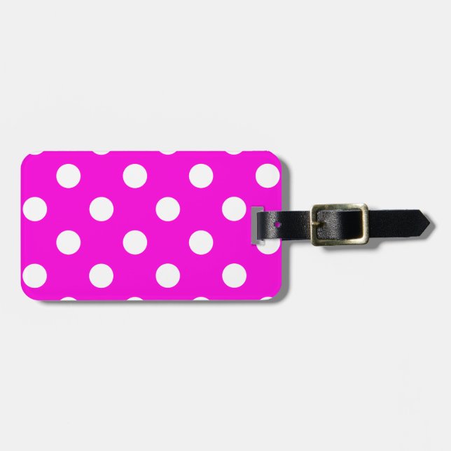 Etiqueta De Bagagem Bolinhas magenta #FF00DC (Frente Horizontal)