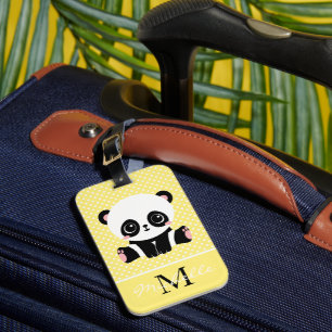 Etiqueta De Bagagem Bolinhas Personalizada do Urso de Panda Cute Monog